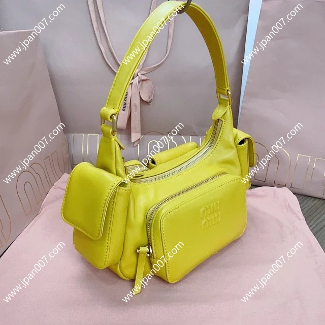ミュウミュウ ナッパレザー ポケットバッグ シトロンイエロー