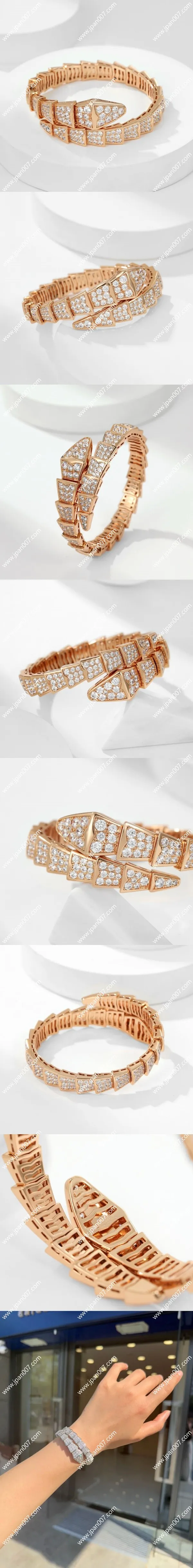 ブルガリ セルペンティ ヴァイパー 18Kローズゴールド ダイヤモンドブレスレット(Bvlgari 13)