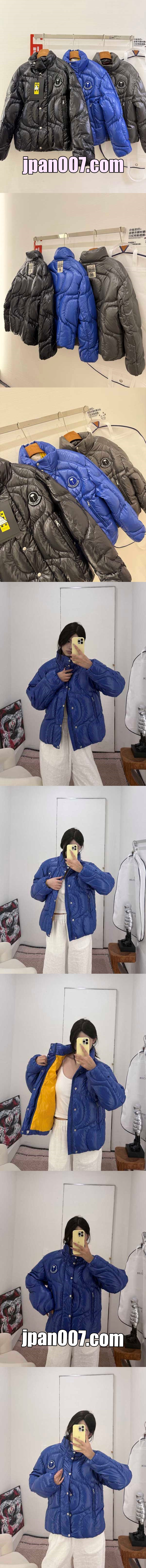 Moncler x Palm Angels ハウナニ ブルー x イエロー コントラストカラー クロップドダウンジャケット とても暖かい(J209L1A00015M4441913)