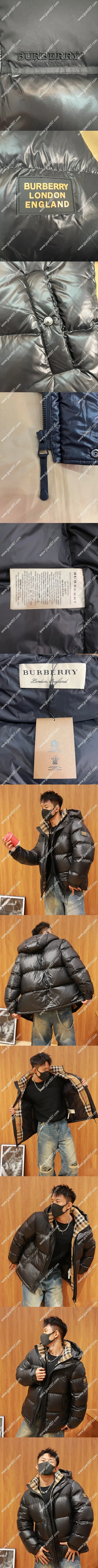 バーバリー ブラック クロップド フード付き カップルズ ダウンジャケット(Burberry33)