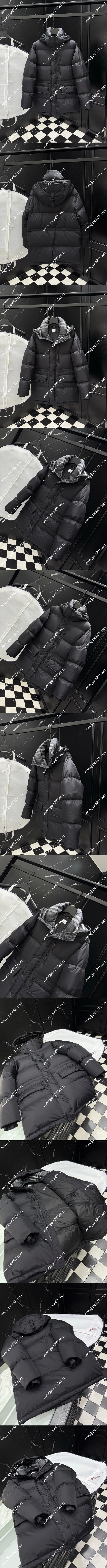 バーバリー ハワース カップルズ ブラック フード付き ミドル丈 ダウンジャケット(Burberry24)