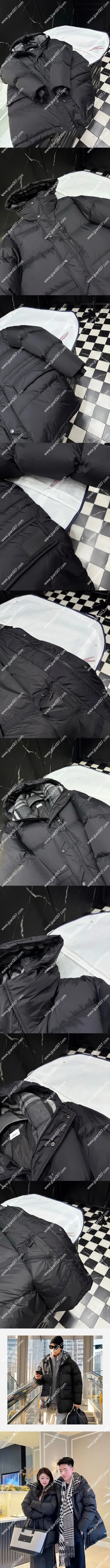 バーバリー ハワース カップルズ ブラック フード付き ミドル丈 ダウンジャケット(Burberry24)