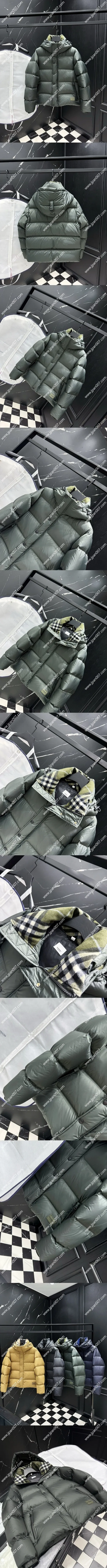 Burberry‘Halsby’Down Jacket Gray-green バーバリー ハルスビー カップルズ セージグリーンフード付き チェック ダウンジャケット(8091092)