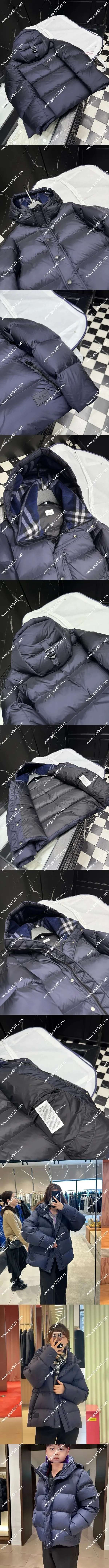 Burberry‘Halsby’Down Jacket Navy バーバリー ハルスビー カップルズ ネイビーフード付き チェック ダウンジャケット(8091092)