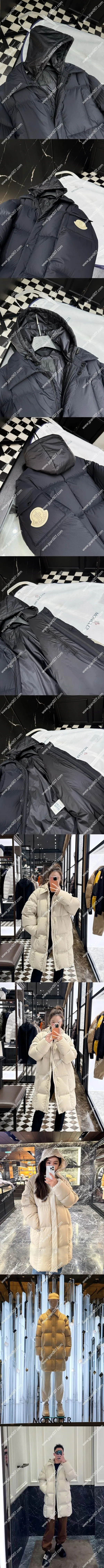 MoncIer Alize ブラック カップルズ フード付き ロングダウンジャケット 超暖かい (J20911C00002596TM)