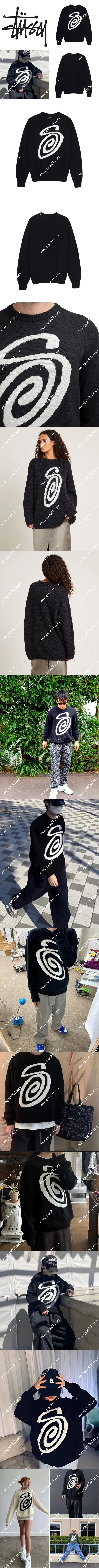 Stussy Curly S Knit Sweater Black ステューシー カーリーS ニットセーター ブラック (117073)