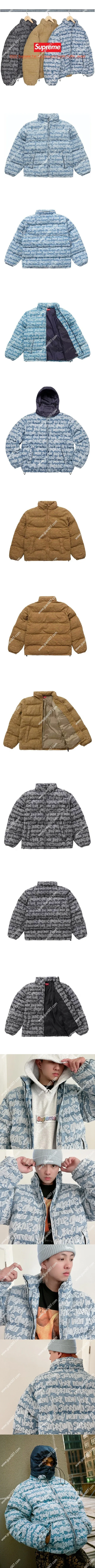 シュプリーム ファット ティップ ジャカード デニム パファー ジャケット 3色(Supreme0036)