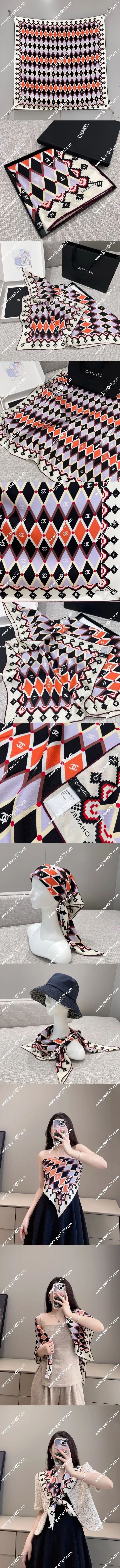 シャネル「スポーツ モザイク」カラフル シルクスカーフ 90x90cm(Chanel0055)