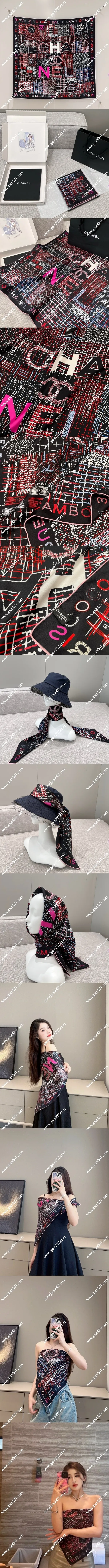 シャネル「31 Rue Cambon」ブラック シルクスクエアスカーフ 90x90cm(Chanel0066)