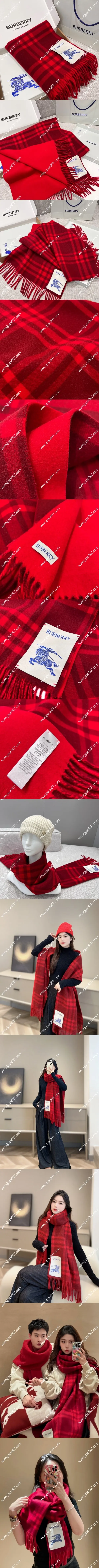 バーバリー ブリティッシュレッド リバーシブル チェック カシミアスカーフ 210×50cm(80734991)