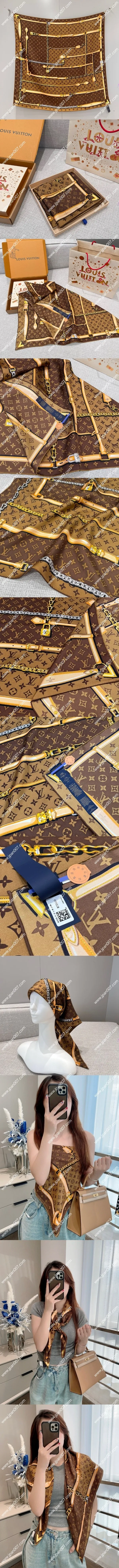 ルイヴィトン「モノグラムコンフィデンシャル スクエア90」シルクスカーフ ブラウン 90×90cm(M78666)