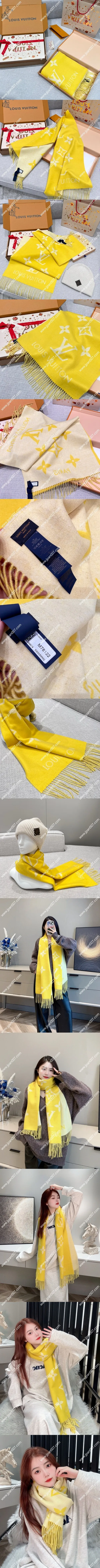 ルイヴィトン「レイキャビク」レモンイエロー クラシックカシミアマフラー 45×190cm(M78122)