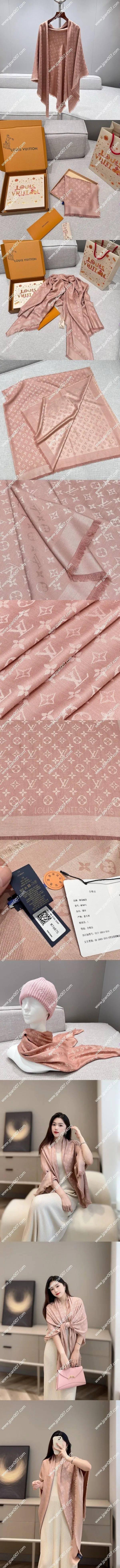 ルイヴィトン「モノグラムクラシック」シナモンピンク シルクショール 140×140cm(M76875)