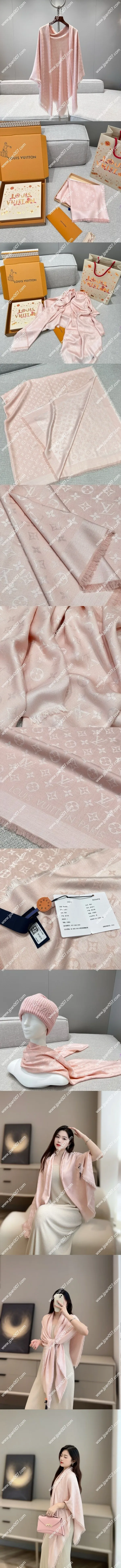 ルイヴィトン「モノグラムクラシック」ローズプードル シルクショール 140×140cm(M77630)