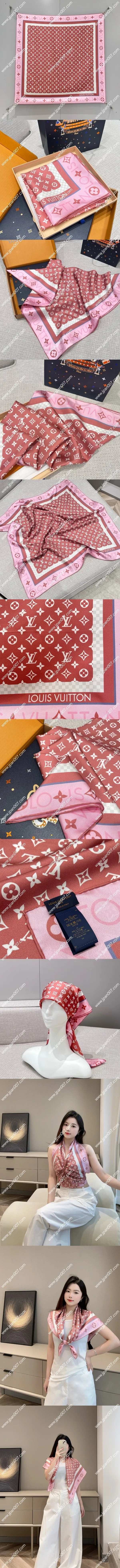 ルイヴィトン「モノグラムインフィニティスクエア 90」ローズピンク シルクスカーフ 90×90cm(M90893)