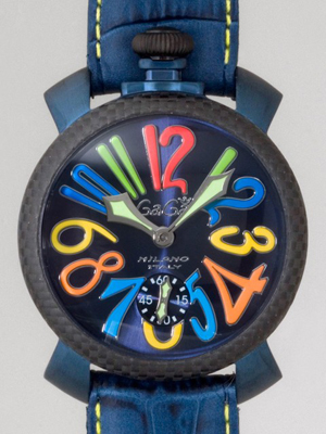 ガガ･ミラノスーパーコピー マニュアル 48mm 手巻き 5016.4 ブルー皮