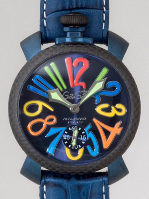 ガガ･ミラノスーパーコピー マニュアル 48mm 手巻き 5016.4 ブルー皮
