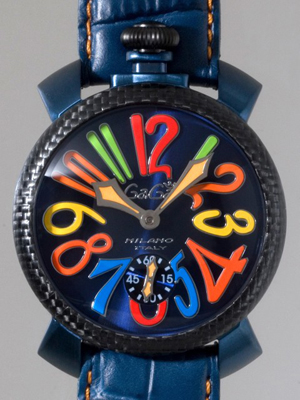 ガガ･ミラノスーパーコピー マニュアル 48mm 手巻き 5016.4 ブルー皮