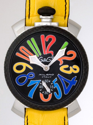 ガガ･ミラノスーパーコピー マニュアル 48mm 手巻き 5015 イエロー皮