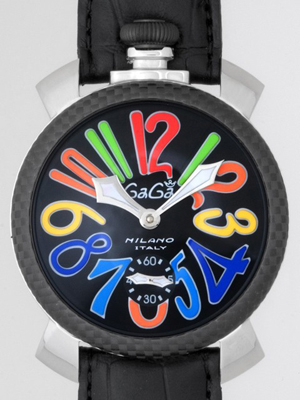 ガガ･ミラノスーパーコピー マニュアル 48mm 手巻き 5015 ブラック皮