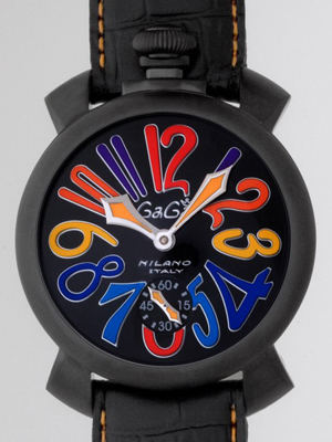 ガガ･ミラノスーパーコピー マニュアル 48mm 手巻き 5012.3 ブラック皮
