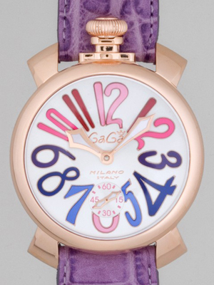 ガガ･ミラノスーパーコピー マニュアル 48mm 手巻き 5011.9 パープル皮