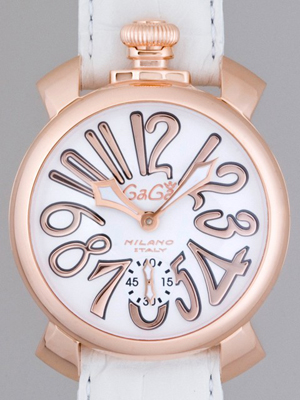 ガガ･ミラノスーパーコピー マニュアル 48mm 手巻き 5011.8 ホワイト皮
