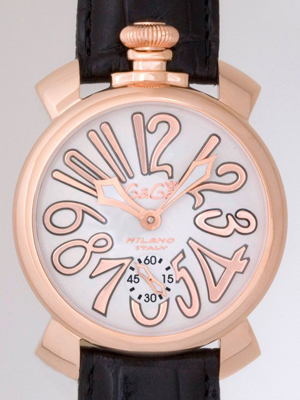 ガガ･ミラノスーパーコピー マニュアル 48mm 手巻き 5011.8 ブラック皮