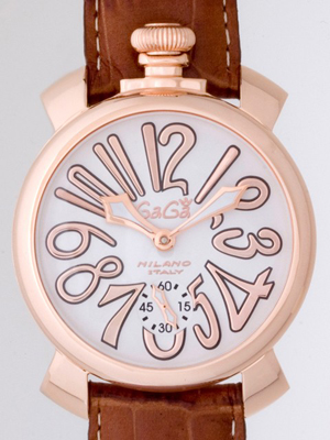 ガガ･ミラノスーパーコピー マニュアル 48mm 手巻き 5011.8 ブラウン皮