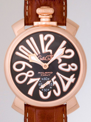 ガガ･ミラノスーパーコピー マニュアル 48mm 手巻き 5011.7 ブラウン皮