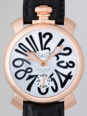 ガガ･ミラノスーパーコピー マニュアル 48mm 手巻き 5011.6 ブラック皮