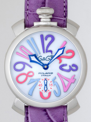 ガガ･ミラノスーパーコピー マニュアル 48mm 手巻き 5010.9 パープル皮