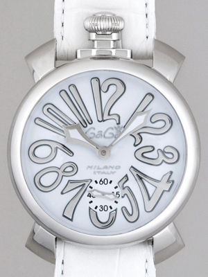 ガガ･ミラノスーパーコピー マニュアル 48mm 手巻き 5010.10 ホワイト皮