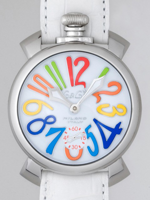 ガガ･ミラノスーパーコピー マニュアル 48mm 手巻き 5010.1 ホワイト皮