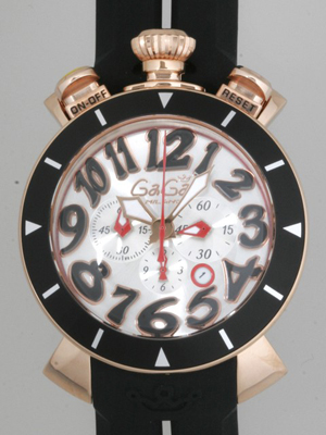 ガガ･ミラノスーパーコピー クロノ48mm クォーツ 6056.6 ブラックラバー