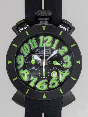 ガガ･ミラノスーパーコピー クロノ48mm クォーツ 6054.2 ブラックラバー