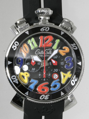 ガガ･ミラノスーパーコピー クロノ48mm クォーツ 6050.2 ブラックラバー