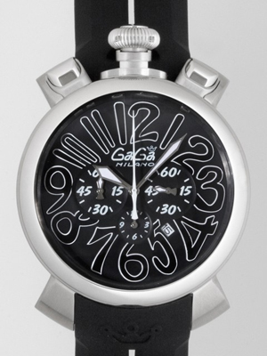 ガガ･ミラノスーパーコピー マニュアルクロノ48mm クォーツ 5050.9 ブラックラバー