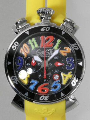 ガガ･ミラノスーパーコピー クロノ48mm クォーツ 6050.7 ブラックラバー