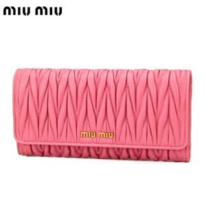 ミュウミュウスーパーコピー miu miu 長財布 ピンク ラムスキン 5M1109MATELASSE-GERANIO