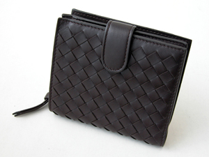 ボッテガ・ヴェネタスーパーコピー BOTTEGAVENETA ホック付き二つ折財布 121059V0013-2040 ダークブラウン