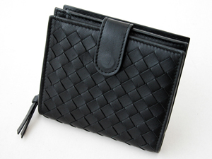 ボッテガ・ヴェネタスーパーコピー BOTTEGAVENETA ホック付き二つ折財布 121059V0013-1000 ブラック