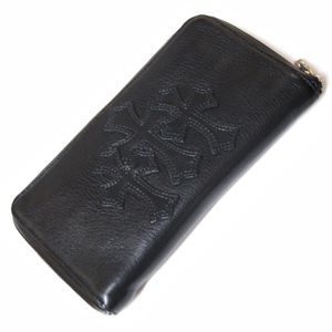 クロムハーツスーパーコピー REC F ZIP #2 ウォレット/ブラックレザー・3クロスパッチ 財布 cho13
