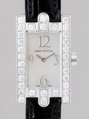 ハリー・ウィンストンスーパーコピー HARRYWINSTON レディ・アヴェニュー 310/LMWL.M/D3.1 WG/ブラック革　ケース1重ダイヤ ホワイトシェル
