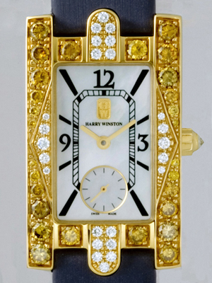 ハリー・ウィンストンスーパーコピー HARRYWINSTON レディ・アヴェニュー　オーロラ 310/LQGL.M/A05 YG/ブラックサテン　ケースイエローダイヤ ホワイトシェル
