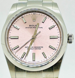 ロレックス オイスターパーペチュアル 124200 ステンレススチール ピンク 34mm