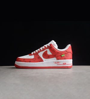 ナイキ スーパーコピー ナイキ x ルイ ヴィトン Air Force 1 Low By Virgil Abloh White red カジュアルシューズ 1A9VA7