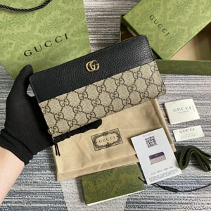 GUCCI スーパーコピー / グッチ 〔GGマーモント〕ジップ アラウンド ウォレット ブラック ×ベージュ （456117 17WAG 1283）