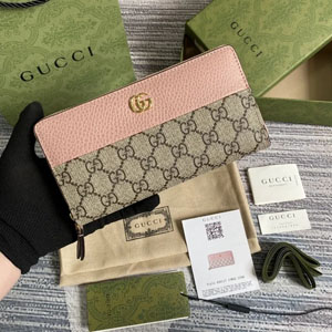 GUCCI スーパーコピー / グッチ 〔GGマーモント〕ジップ アラウンド ウォレット ダスティピンク×ベージュ（456117 17WAG 5788）