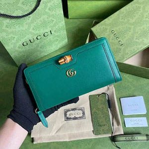 GUCCI スーパーコピー / グッチ〔ダイアナ〕ブルー グリーン ジップアラウンドウォレット（658634）
